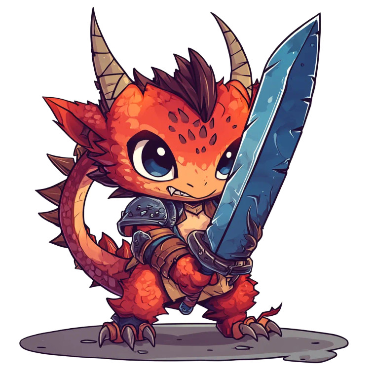 Cute Fluffy Dragon Sword Vinyl Car Decal Sticker – Waterproof & UV-Resistant 4.0"