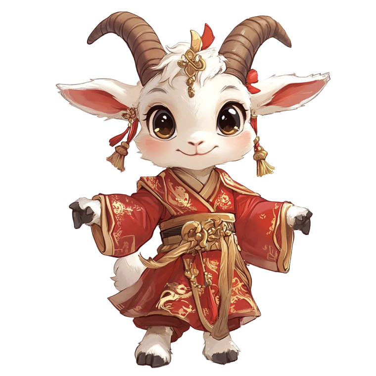 Cute Goat Chinese Costume Vinyl Car Decal Sticker – Waterproof & UV-Resistant 4.0"