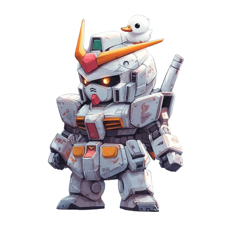 Cute Gundam White Duck Vinyl Car Decal Sticker – Waterproof & UV-Resistant 4.0"