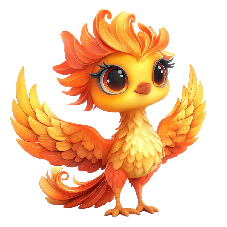 Cute Happy Phoenix Isolated Vinyl Car Decal Sticker – Waterproof & UV-Resistant 4.0"