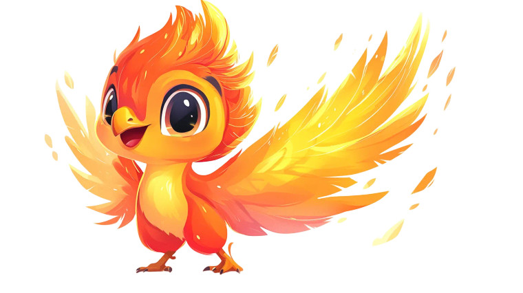 Cute Phoenix Chibi Vector Vinyl Car Decal Sticker – Waterproof & UV-Resistant 7.14"