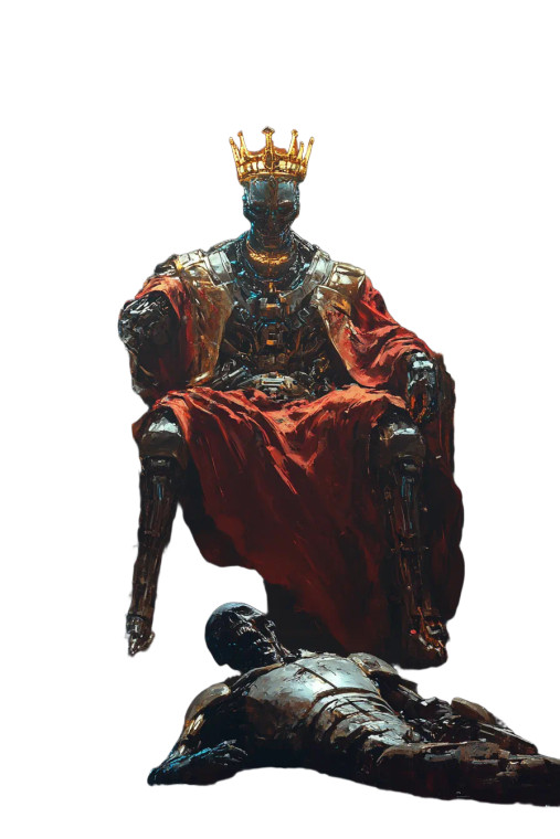 Cyborg King Throne Vinyl Car Decal Sticker – Waterproof & UV-Resistant 4.48"