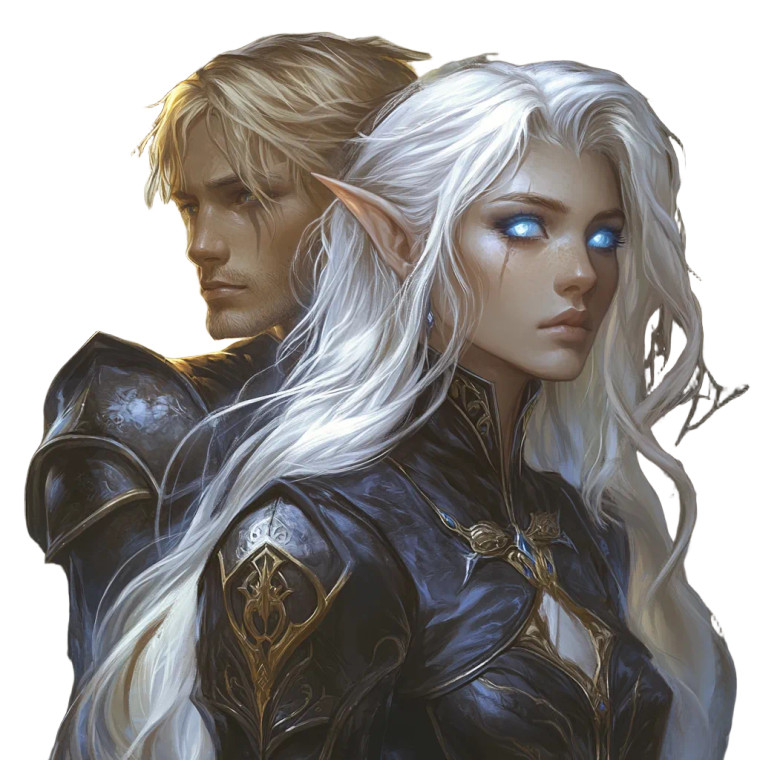 Elven Mage Human Companion Vinyl Car Decal Sticker – Waterproof & UV-Resistant 4.0"
