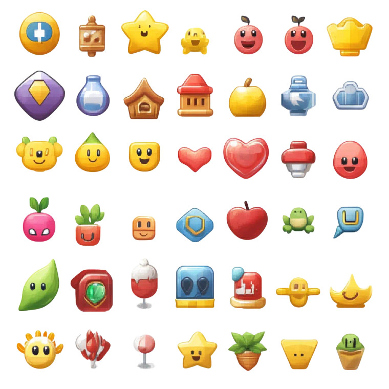 Emoji Game Assets Sprite Sheet Vinyl Car Decal Sticker – Waterproof & UV-Resistant 4.0"
