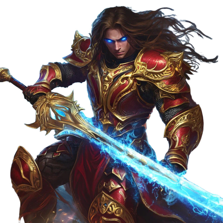 Fantasy Knight Red Gold Vinyl Car Decal Sticker – Waterproof & UV-Resistant 4.0"