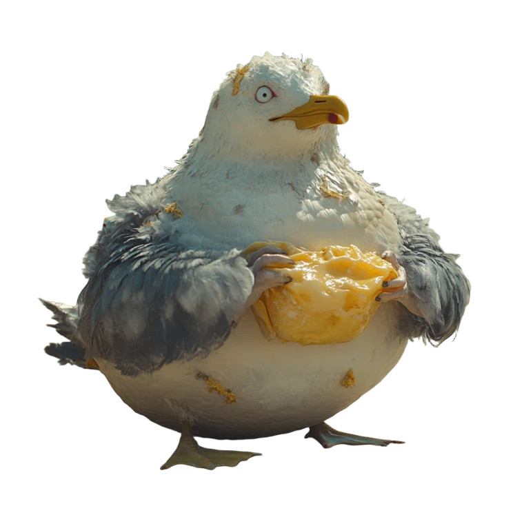 Fat Drunk Seagull Beach Vinyl Car Decal Sticker – Waterproof & UV-Resistant 4.0"