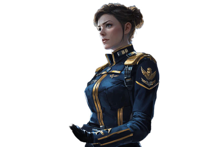 Female Admiral Futuristic Uniform Vinyl Car Decal Sticker – Waterproof & UV-Resistant 6.0"