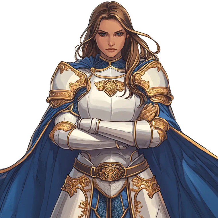 Female Knight White Armor Vinyl Car Decal Sticker – Waterproof & UV-Resistant 4.0"