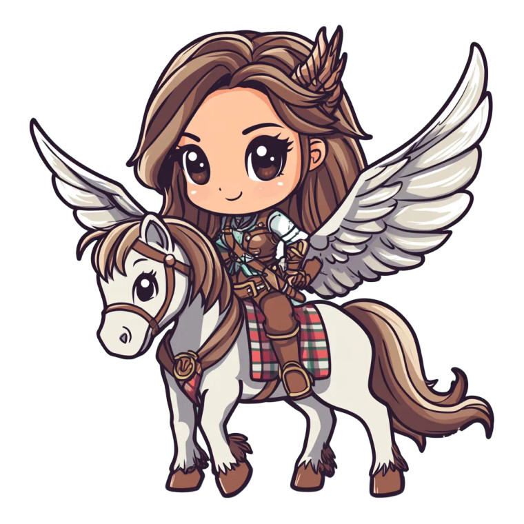 Female Pegasus Knight Chibi Vinyl Car Decal Sticker – Waterproof & UV-Resistant 4.0"