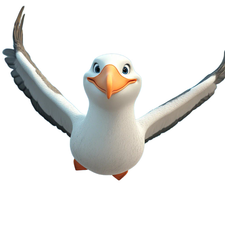 Flying Albatross Smiling Seaside Vinyl Car Decal Sticker – Waterproof & UV-Resistant 4.0"