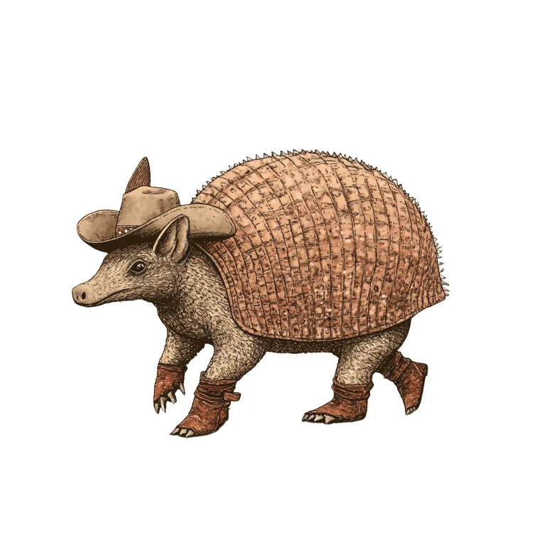 Friendly Armadillo Cowboy Trotting Vinyl Car Decal Sticker – Waterproof & UV-Resistant 4.0"