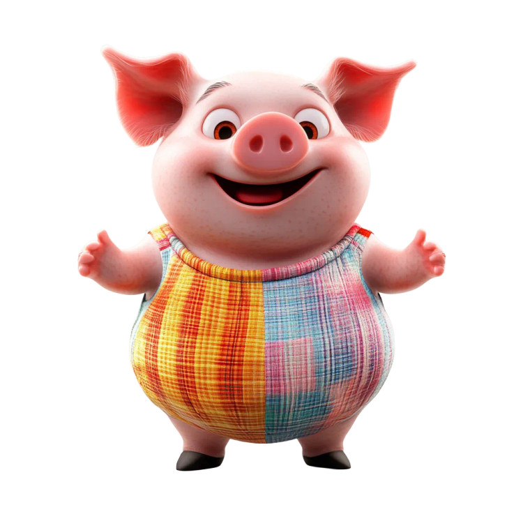 3D Cartoon Pig Character Vinyl Car Decal Sticker – Waterproof & UV-Resistant 4.0"