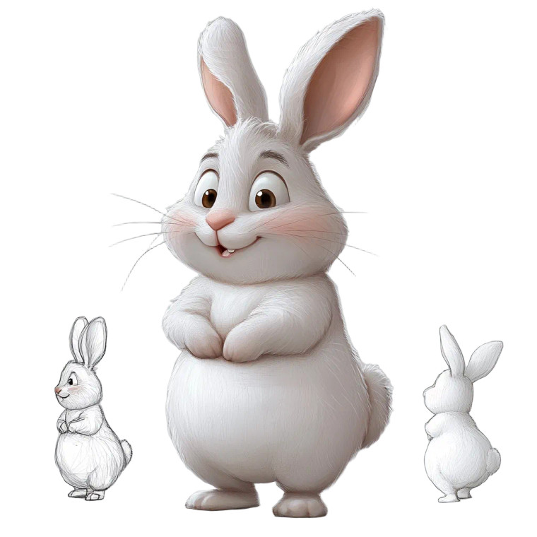 3D Chubby Rabbit Character Vinyl Car Decal Sticker – Waterproof & UV-Resistant 4.0"