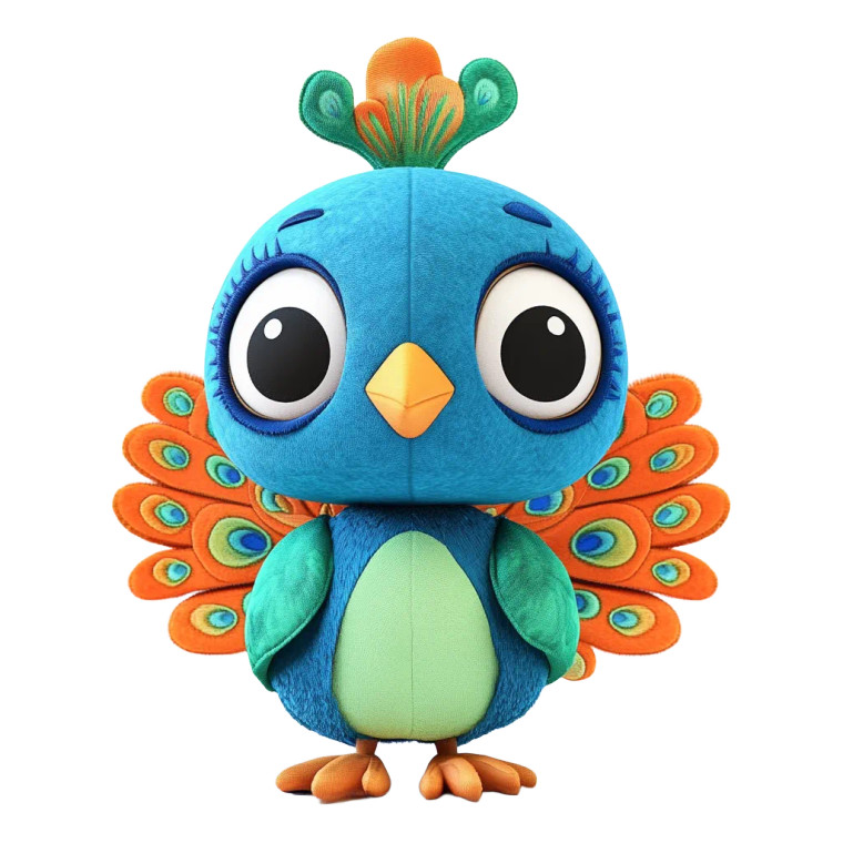 3D Cute Peacock Plush Vinyl Car Decal Sticker – Waterproof & UV-Resistant 4.0"