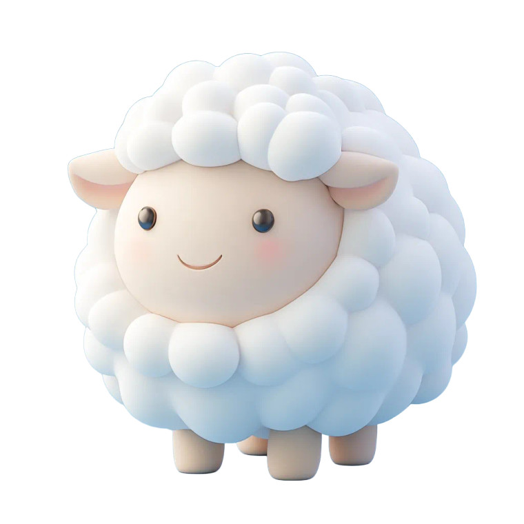 3D Sheep Icon Chubby Vinyl Car Decal Sticker – Waterproof & UV-Resistant 4.0"