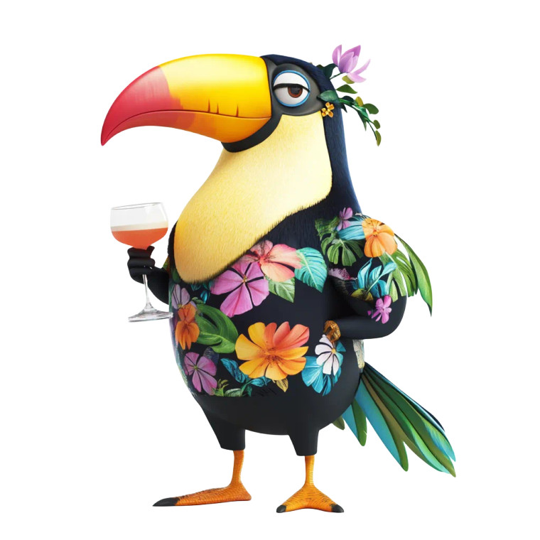 3D Toucan Character Sheet Vinyl Car Decal Sticker – Waterproof & UV-Resistant 4.0"