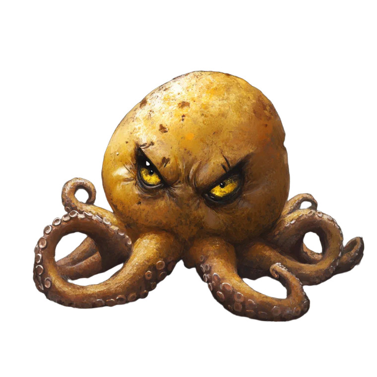 Angry Octopus Potato Vinyl Car Decal Sticker – Waterproof & UV-Resistant 4.0"