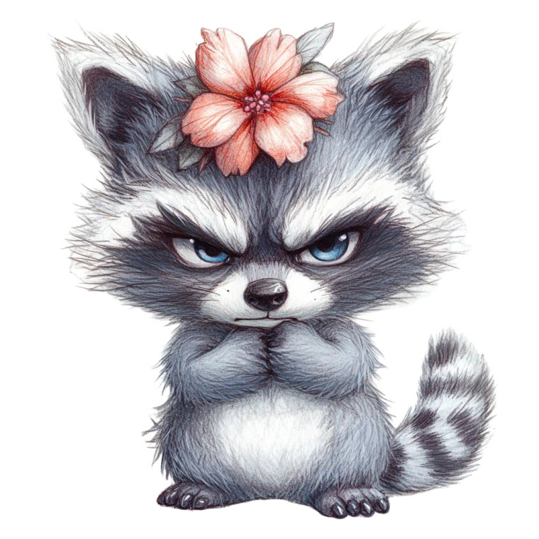 Angry Raccoon Flower Head Vinyl Car Decal Sticker – Waterproof & UV-Resistant 4.0"