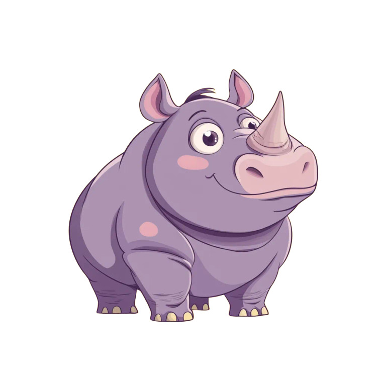 Anime Fat Rhinoceros Vinyl Car Decal Sticker – Waterproof & UV-Resistant 4.0"