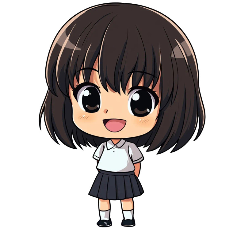 Anime Girl Smiling Chibi Vinyl Car Decal Sticker – Waterproof & UV-Resistant 4.0"