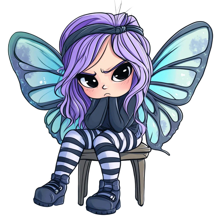 Annoyed Chibi Fairy Chair Vinyl Car Decal Sticker – Waterproof & UV-Resistant 4.0"