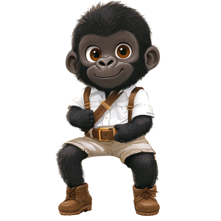 Baby Gorilla School Desk Vinyl Car Decal Sticker – Waterproof & UV-Resistant 4.0"