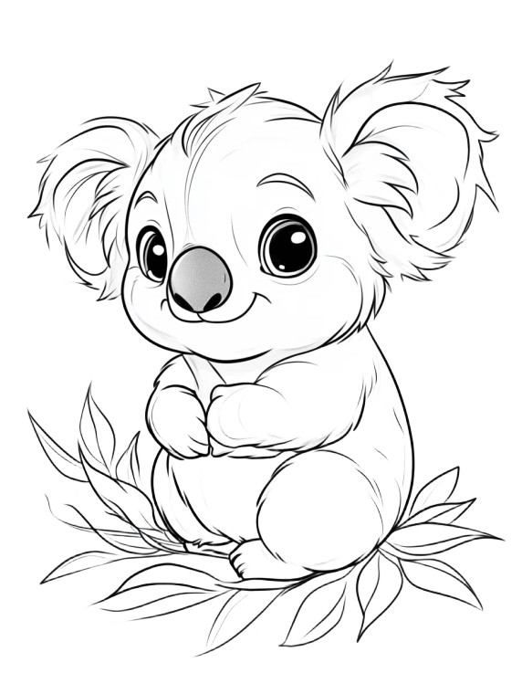 Baby Koala Coloring Page Vinyl Car Decal Sticker – Waterproof & UV-Resistant 4.0"