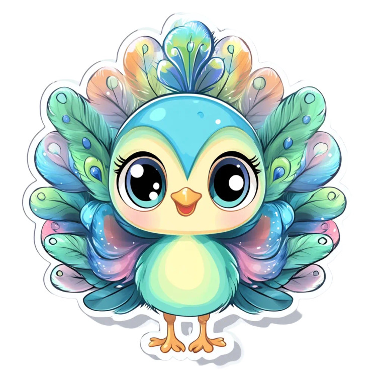 Baby Peacock Sticker Cute Vinyl Car Decal Sticker – Waterproof & UV-Resistant 4.0"