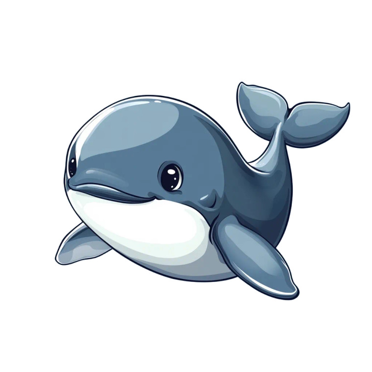 Baby Whale Cartoon 2D Vinyl Car Decal Sticker – Waterproof & UV-Resistant 4.0"