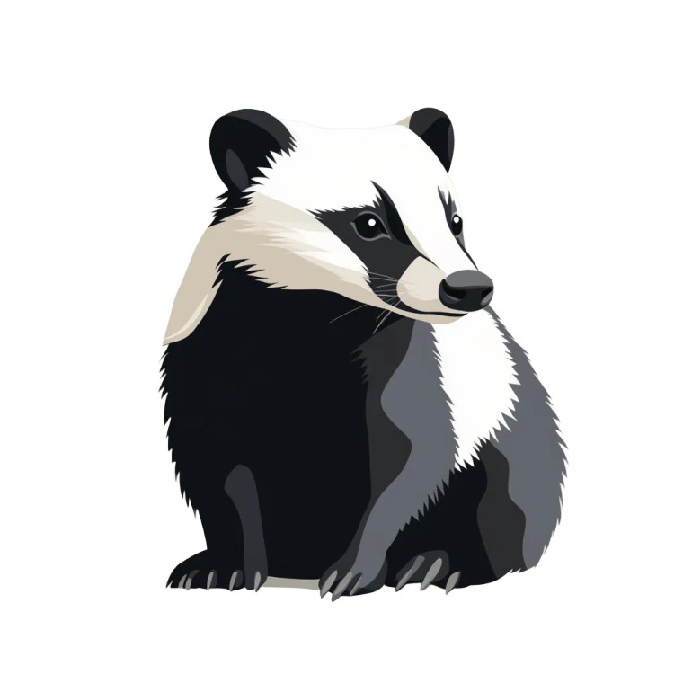 Badger Vector Minimalist Flat Vinyl Car Decal Sticker – Waterproof & UV-Resistant 4.0"