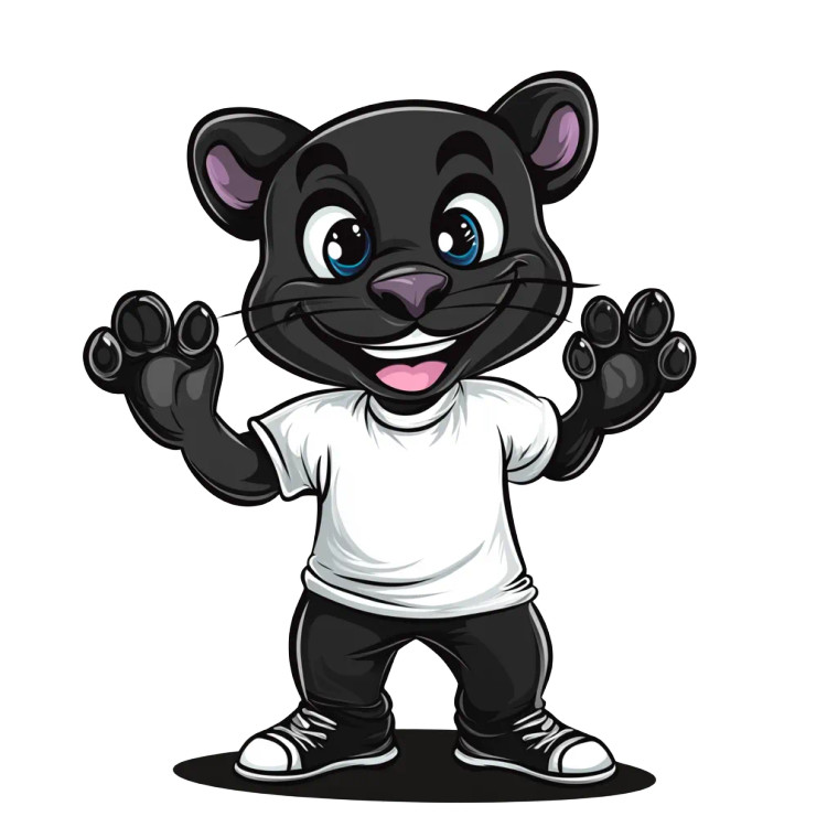 Black Panther Mascot Waving Vinyl Car Decal Sticker – Waterproof & UV-Resistant 4.0"