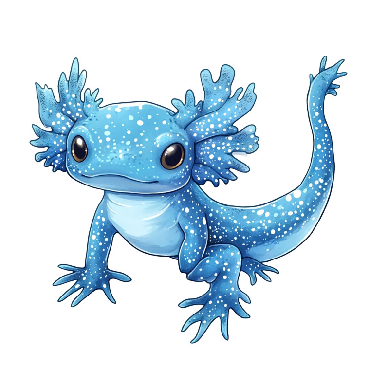 Blue Axolotl Clipart Vinyl Car Decal Sticker – Waterproof & UV-Resistant 4.0"