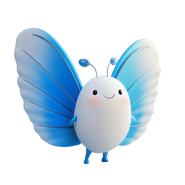 Blue Butterfly Cartoon Vinyl Car Decal Sticker – Waterproof & UV-Resistant 4.0"