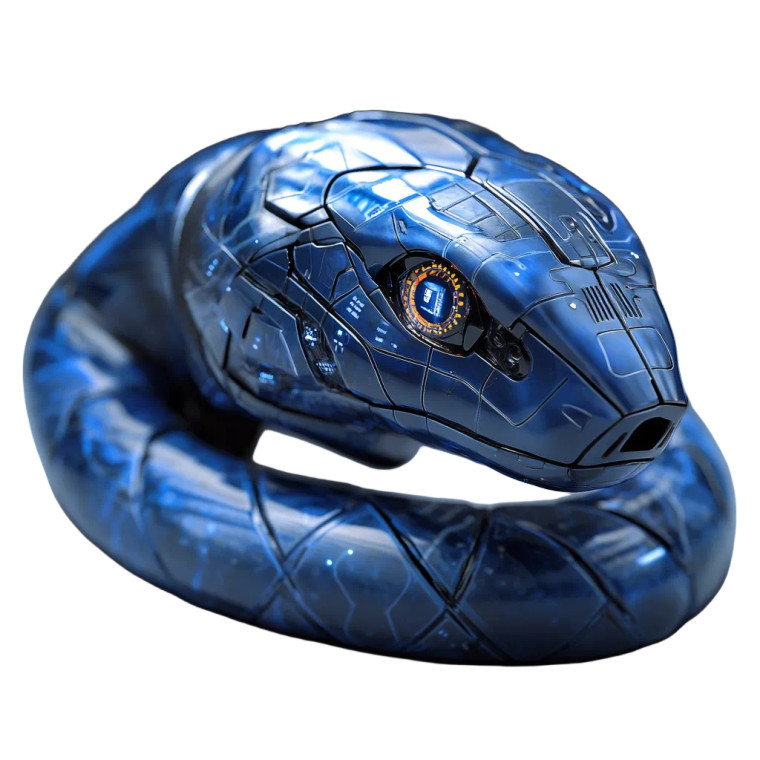 Blue Cybernetic Snake Vinyl Car Decal Sticker – Waterproof & UV-Resistant 4.0"