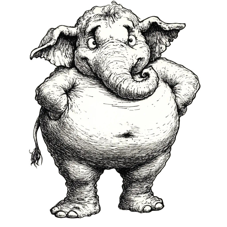 Cartoon Elephant Charles Addams Vinyl Car Decal Sticker – Waterproof & UV-Resistant 4.0"