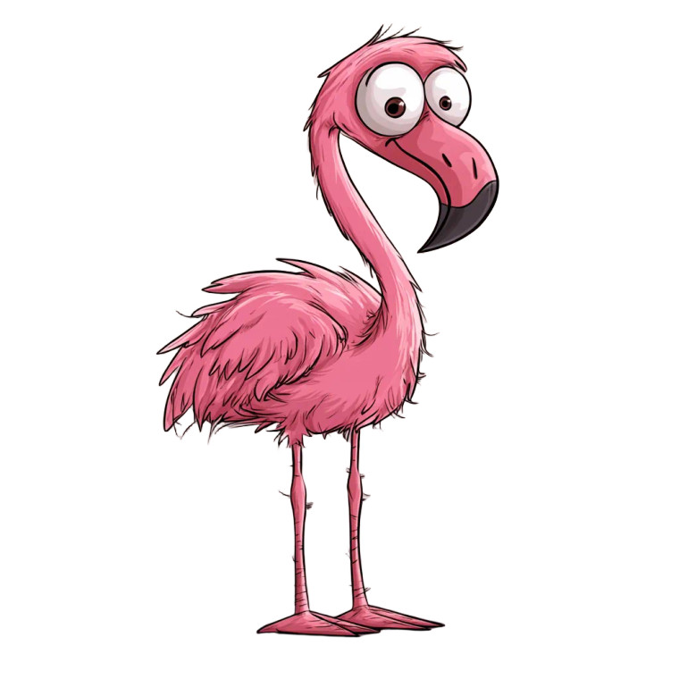 Cartoon Flamingo Character Vinyl Car Decal Sticker – Waterproof & UV-Resistant 4.0"