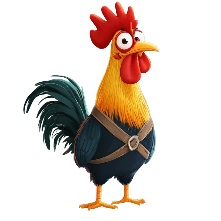 Cartoon Rooster Harness Vinyl Car Decal Sticker – Waterproof & UV-Resistant 4.0"