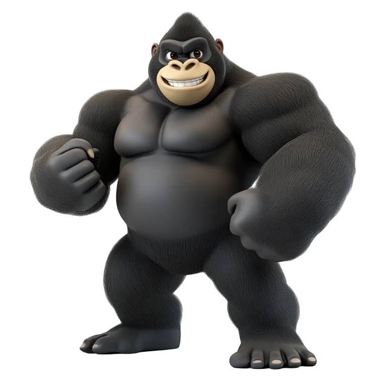 Cartoon Silverback Gorilla 3D Vinyl Car Decal Sticker – Waterproof & UV-Resistant 4.0"