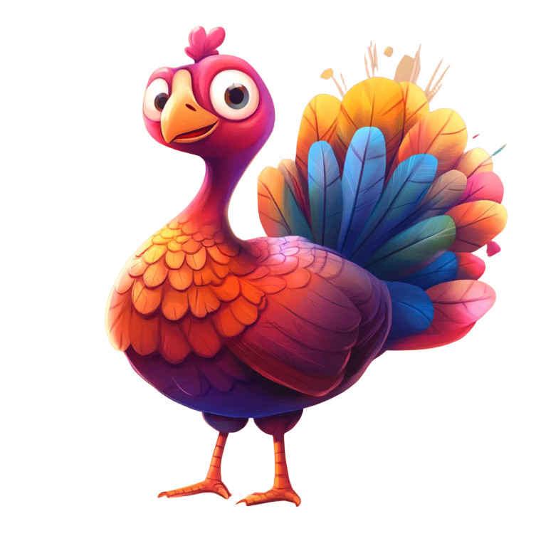 Cartoon Turkey Vibrant Vinyl Car Decal Sticker – Waterproof & UV-Resistant 4.0"