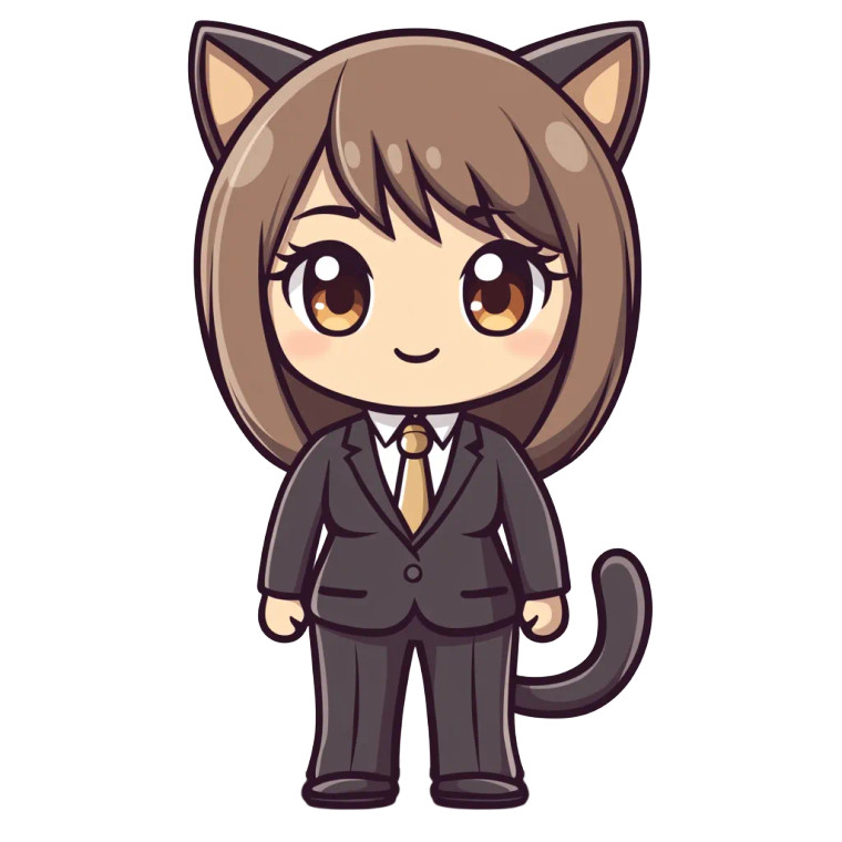 Cat Girl Chibi Business Vinyl Car Decal Sticker – Waterproof & UV-Resistant 4.0"