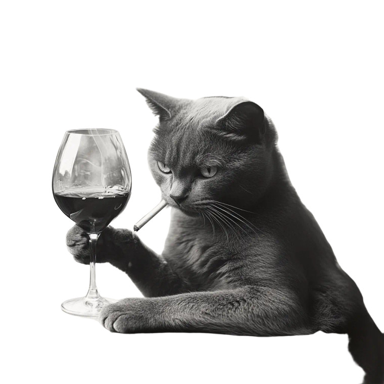 Cat Smoking Drinking 1950S Vinyl Car Decal Sticker – Waterproof & UV-Resistant 4.0"