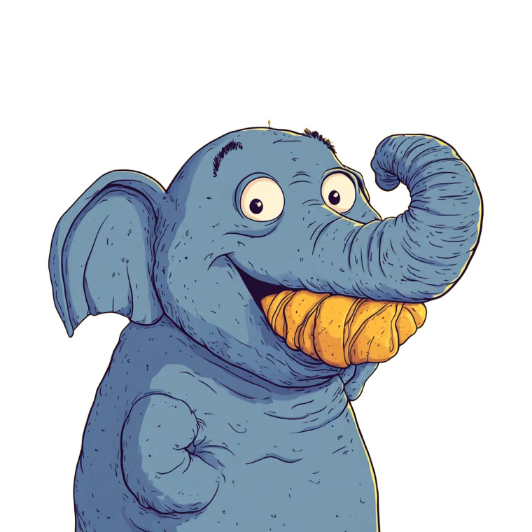 Cheerful Elephant Croissant Simpsons Vinyl Car Decal Sticker – Waterproof & UV-Resistant 4.0"