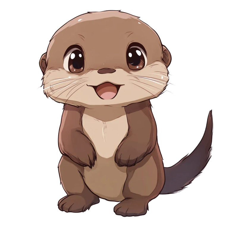Chibi Anime Otter Vinyl Car Decal Sticker – Waterproof & UV-Resistant 4.0"