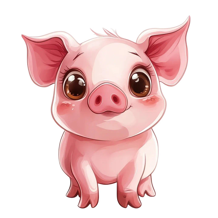 Chibi Anime Pig Poster Vinyl Car Decal Sticker – Waterproof & UV-Resistant 4.0"