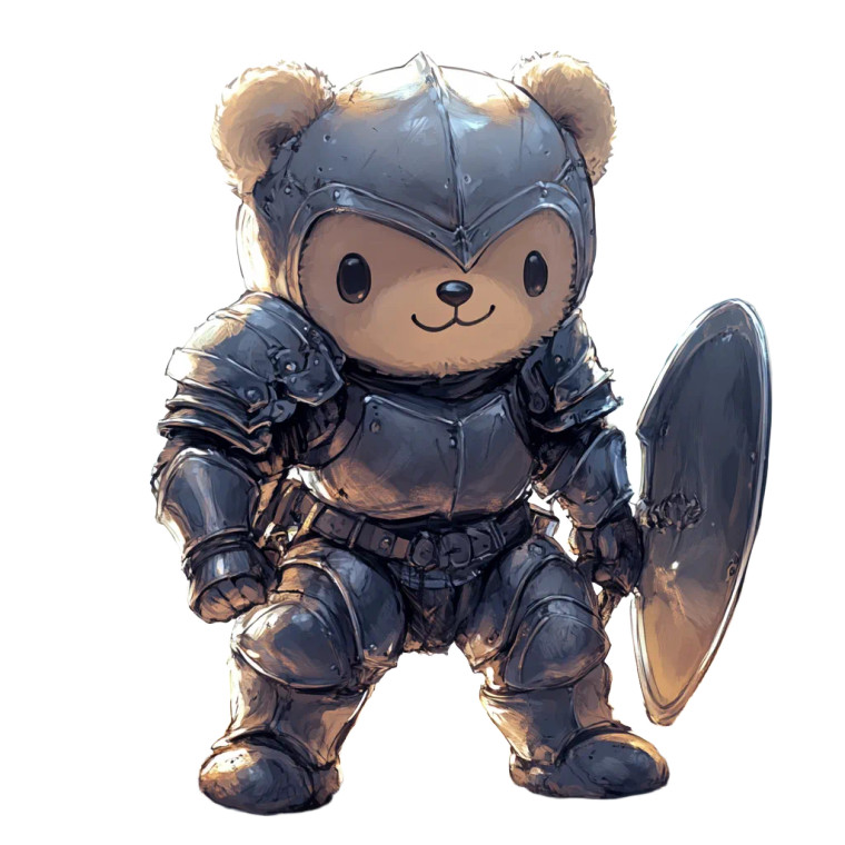 Chibi Bear Armour Smile Vinyl Car Decal Sticker – Waterproof & UV-Resistant 4.0"