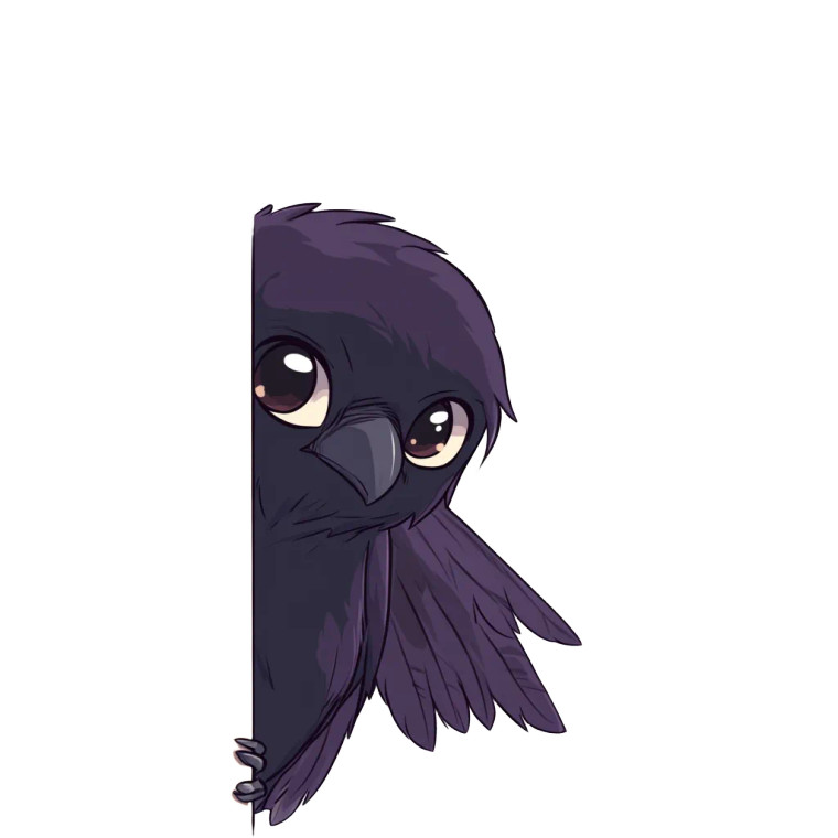 Chibi Black Raven Peeking Vinyl Car Decal Sticker – Waterproof & UV-Resistant 4.0"