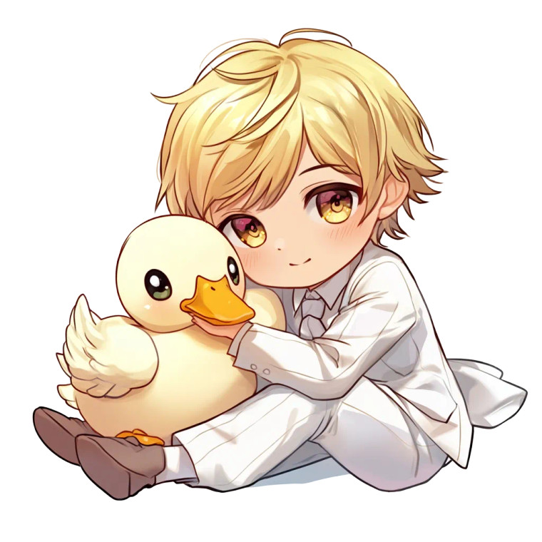 Chibi Boy Duck Plushie Vinyl Car Decal Sticker – Waterproof & UV-Resistant 4.0"