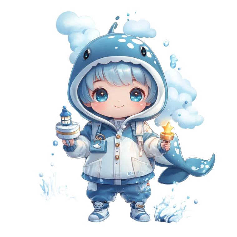 Chibi Boy Whale Hoodie Vinyl Car Decal Sticker – Waterproof & UV-Resistant 4.0"