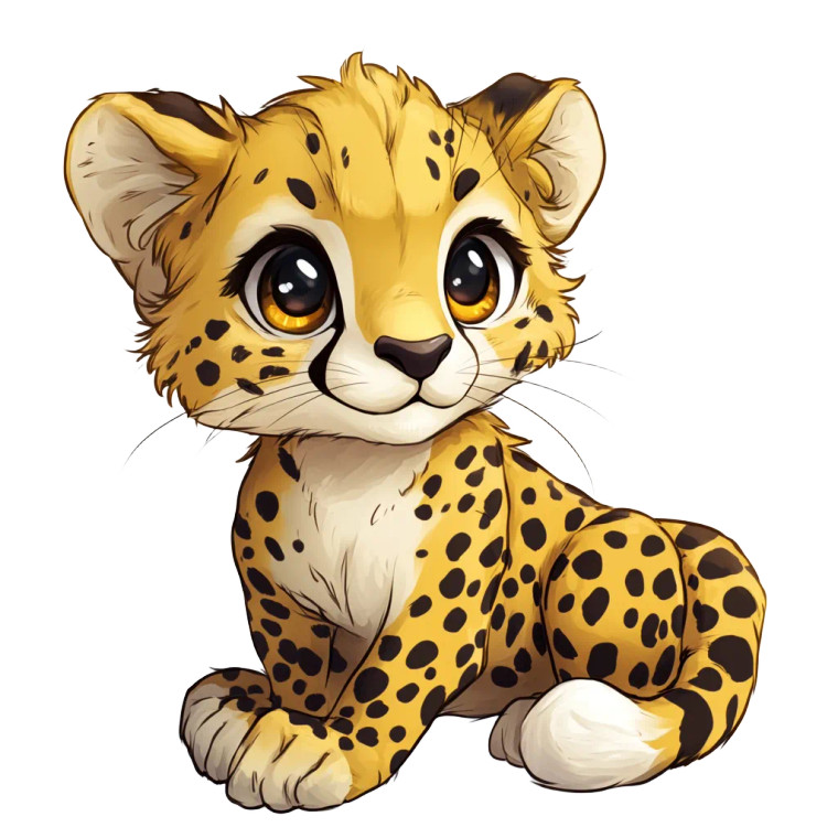 Chibi Cheetah Jumping Vinyl Car Decal Sticker – Waterproof & UV-Resistant 4.0"