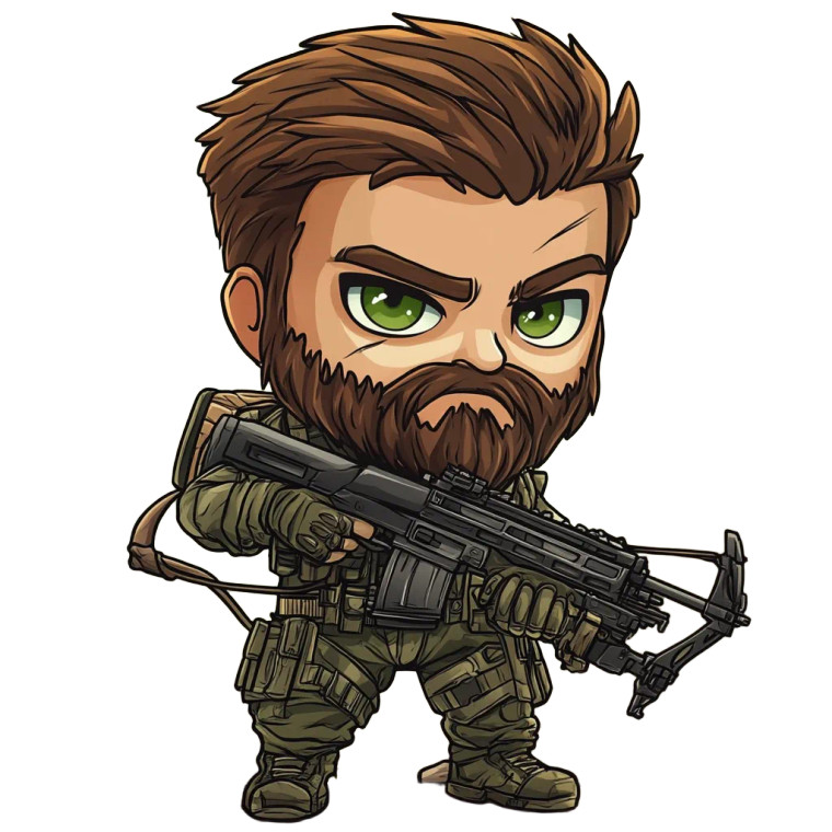 Chibi Cod Crossbow Vinyl Car Decal Sticker – Waterproof & UV-Resistant 4.0"
